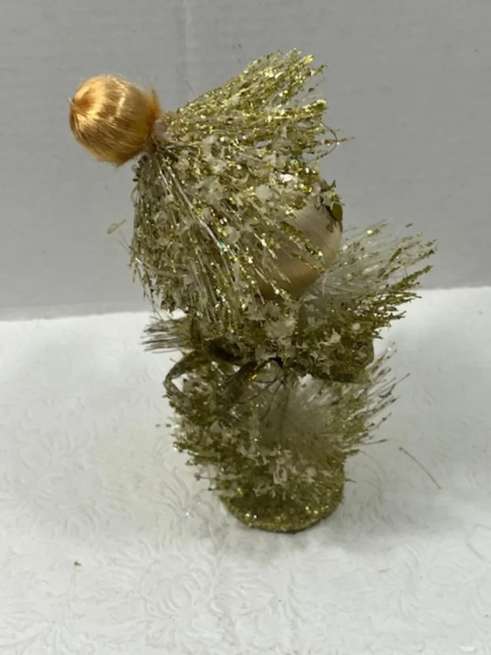 VTG Handmade Gold Plastic Tiered Faced Christmas Tree Tabletop Holiday Decor 8